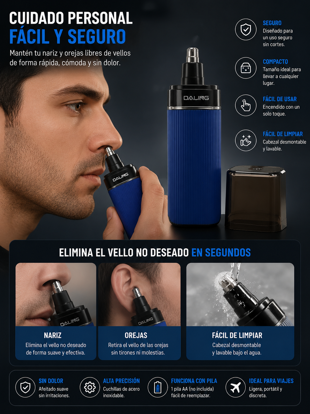 Cortadora de Vello Nasal DALING